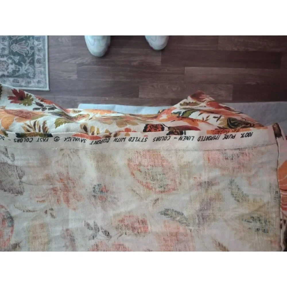 Vintage Dupont 100% linen, groovy pinch pleat curtain panel, please read